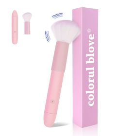 2-in-1 Massager and Makeup Brush Tool, 10 Vibration Modes Stimulator, Detachable Brush Head, Rechargeable Personal Massager, Waterproof Rinse-Fri (Color: Pink)